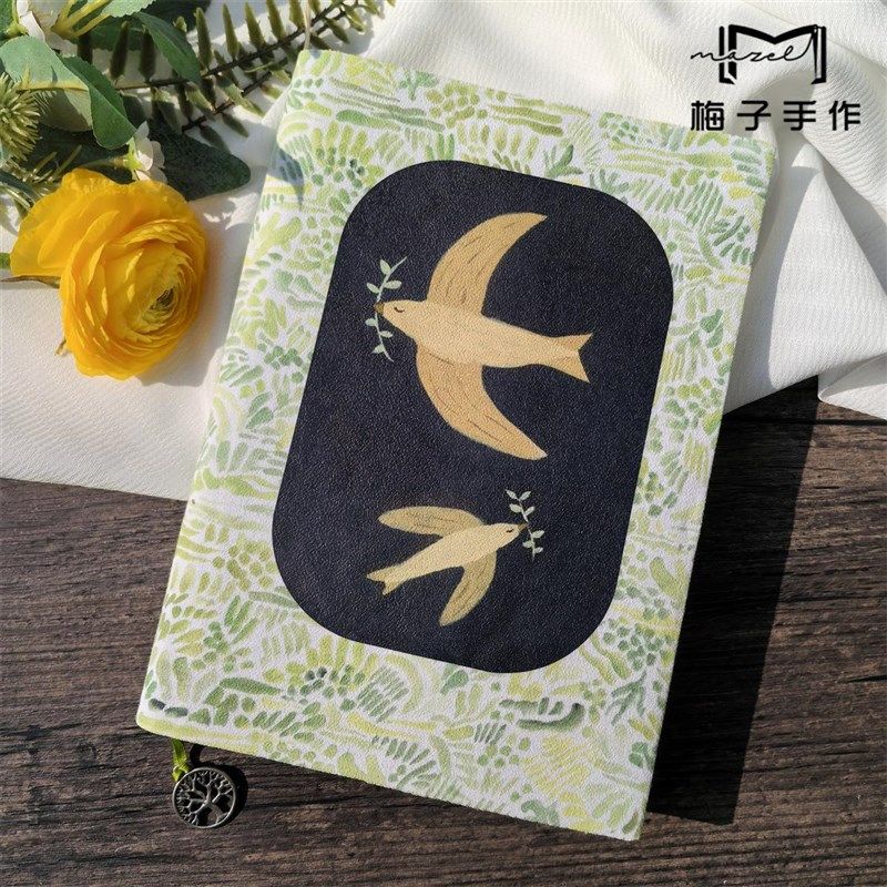 优选雁归时 文艺绿色系飞鸟手帐本 A5A6hobo书衣日记本 可定制活,文具电教/文化用品/商务用品,笔记本/记事本,淘宝优惠券,粉丝福利购,淘宝优惠卷