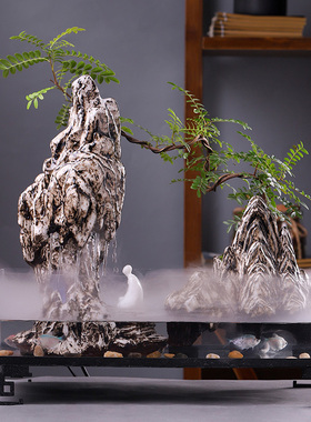 优选创意鱼缸高山流水摆件绿植盆景招财客厅室内桌面摆设开业乔迁