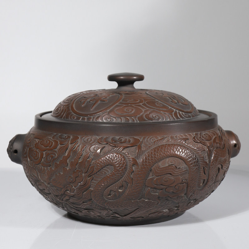 优选滇匠云南建水汽锅气锅浮雕工艺汽锅鸡汽锅家用龙凤手工佳品
