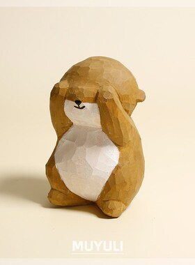 优选可爱手工木雕水獭摆件治愈情绪摆件工位解压办公桌电脑桌摆件