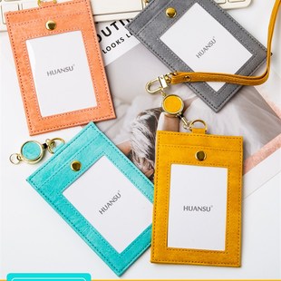 优选持卡人可伸缩证件持卡人学生证持卡人工作证简单皮革挂绳工作