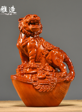 优选花梨木雕老虎摆件实木十二生肖动物虎家居客厅办公室桌面装饰