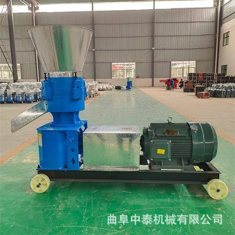 养牛羊压制颗粒机带移动轮造粒机鸡鸭鹅平模圆柱青草粉面挤粒机