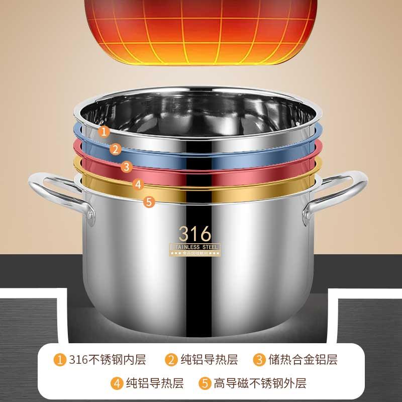 德国316不锈钢小蒸锅食品级家用双层小型电磁炉通用蒸煮炖锅汤锅