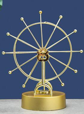 轻奢金色铁艺摩天轮电磁性摇摆永动仪家居书房办公室摆件生日礼物