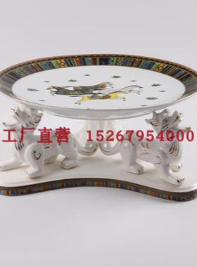 KTV陶瓷摆台用品爱马骑仕水果盘架子装饰纸巾盒烟缸欧式桌面摆件