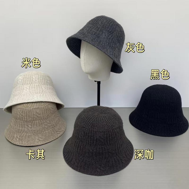 韩版简约圆顶纯色渔夫帽女秋冬休闲百搭显脸小针织水桶帽遮阳盆帽