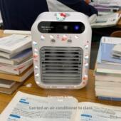 哈喽凯蒂猫空调扇制冷机宿舍办公室桌面小型超静音usb加湿电风扇