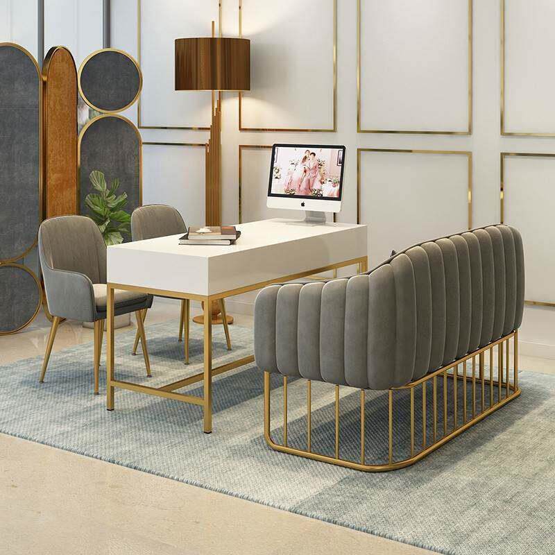 高档影楼北欧接单桌椅选片沙发咖啡厅卡座接待美容院奶茶店组合休