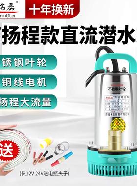 名磊12V水泵24V48V60V直流潜水泵充电电瓶车抽水机小型农用抽水泵
