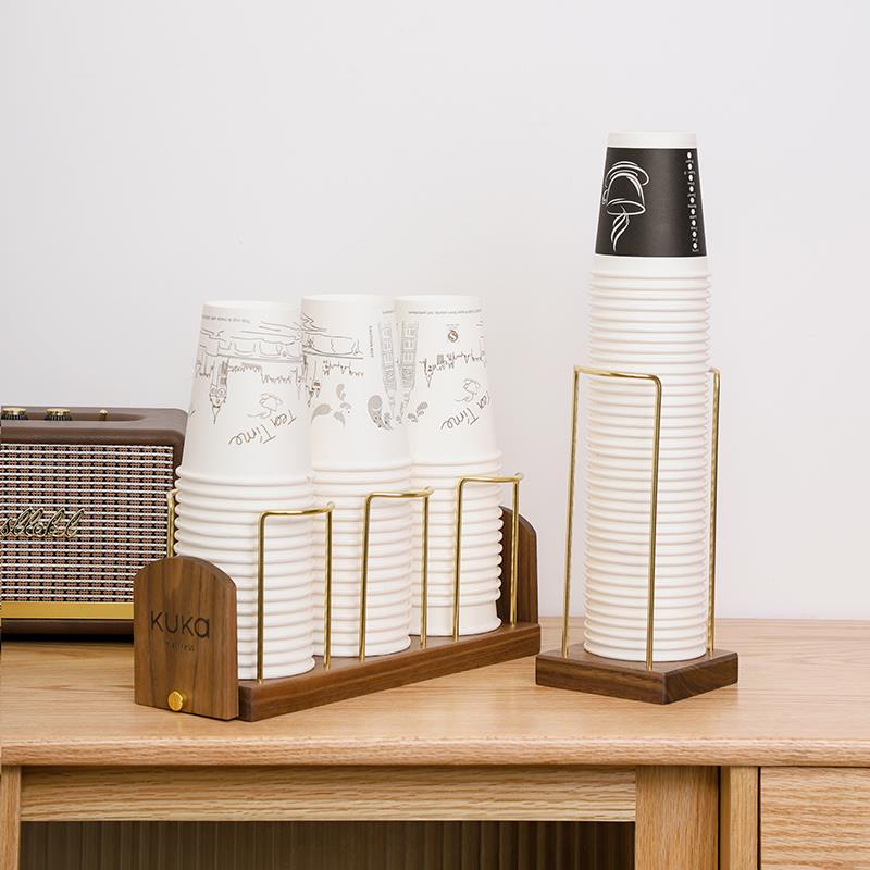 实木黄铜纸杯架取杯架一次性杯子架杯子取杯器水杯纸杯置物架