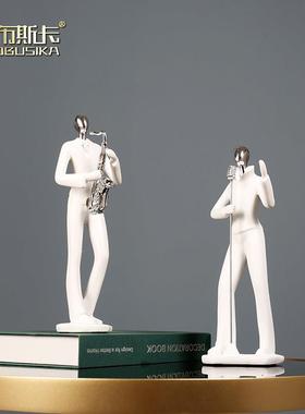 白色样板房间软装饰品简约人物摆件现代轻奢客厅酒柜书房工艺摆设