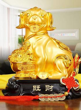 招财狗摆件生肖旺财狗木纹客厅工艺装饰品生日礼品店铺收银台摆设