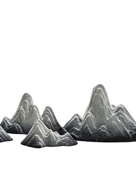 禅意白石头创意微景观造景陶瓷客厅新中式玄关假山鱼缸造景装饰品