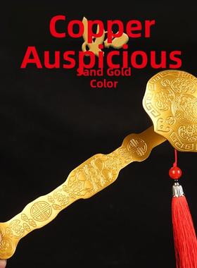 沙金色实心铜如意摆件 铜如意挂件 如意挂件 如意摆件