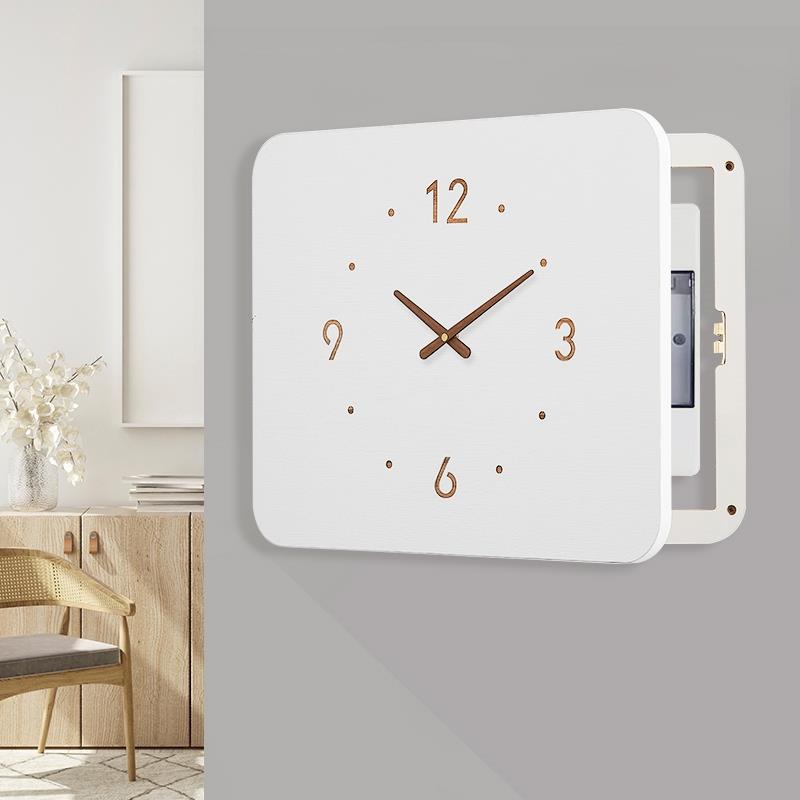 木工小舅 简约电表箱带钟表遮挡箱 时钟空开 箱装饰挂画 画配电箱