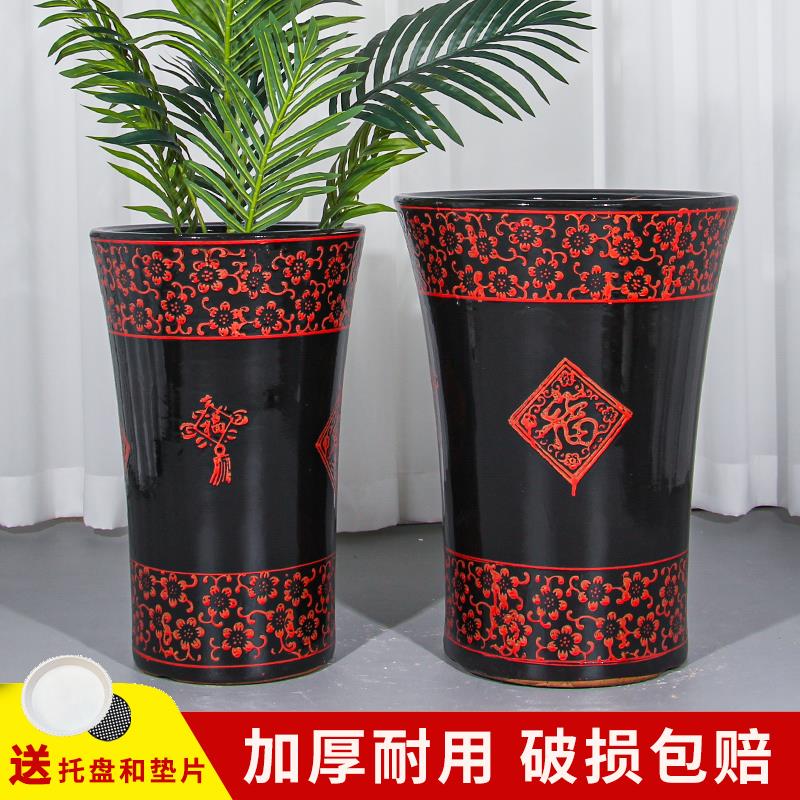 陶瓷特大花盆室内客厅新中式福字发财树幸福树专用绿植盆栽高花盆