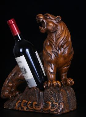 十二生肖虎红酒架创意中式客厅酒柜摆件葡萄酒托客厅摆件乔迁礼物