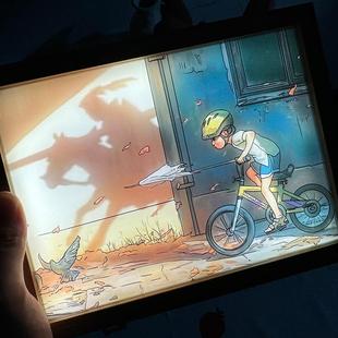 饰 ins少年以梦为马灯光画童年回忆床头小夜灯创意摆件励志少年装