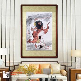 纯手绘钟馗引福农村中堂卷轴朱砂国画人物画像玄关客厅挂画装饰画