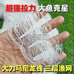 大力马尼龙线【超强拉力】三层鱼网E粘网沉网浮网鲤鱼草鱼胖头鱼
