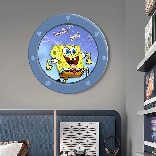 海绵宝宝儿童房装饰画卡通可爱卧室装饰画ledQ灯画床头背景墙壁画