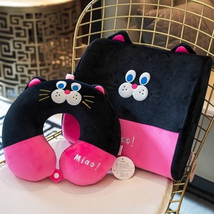 可爱猫咪u型枕护颈枕学生旅行专用脖子H靠枕飞机颈椎枕睡觉u形枕