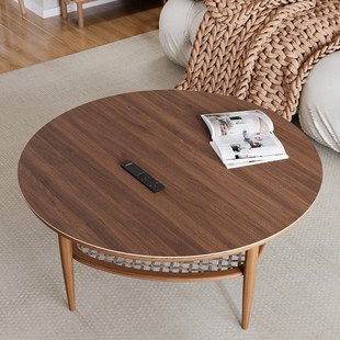 仿木纹圆形茶几垫圆桌垫皮革免洗防水防I油原木圆桌桌布台布桌面