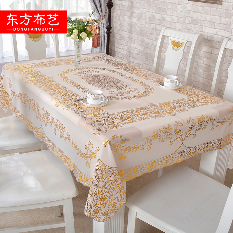 欧式田园西餐桌布防水防烫 免洗塑料布PVC台布桌垫V茶几垫 长方形
