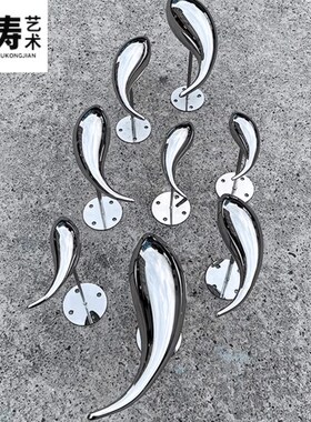 户外景观不锈钢鱼n雕塑售楼处池塘水景抽象创意墙面装饰摆件