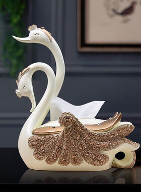 茶几摆件现代简约客厅创意天鹅摆设E桌面纸巾盒搬新家礼物乔迁礼