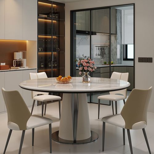 轻奢现代简约家用j小户型饭桌意式极简微晶石餐桌大理石餐桌椅组