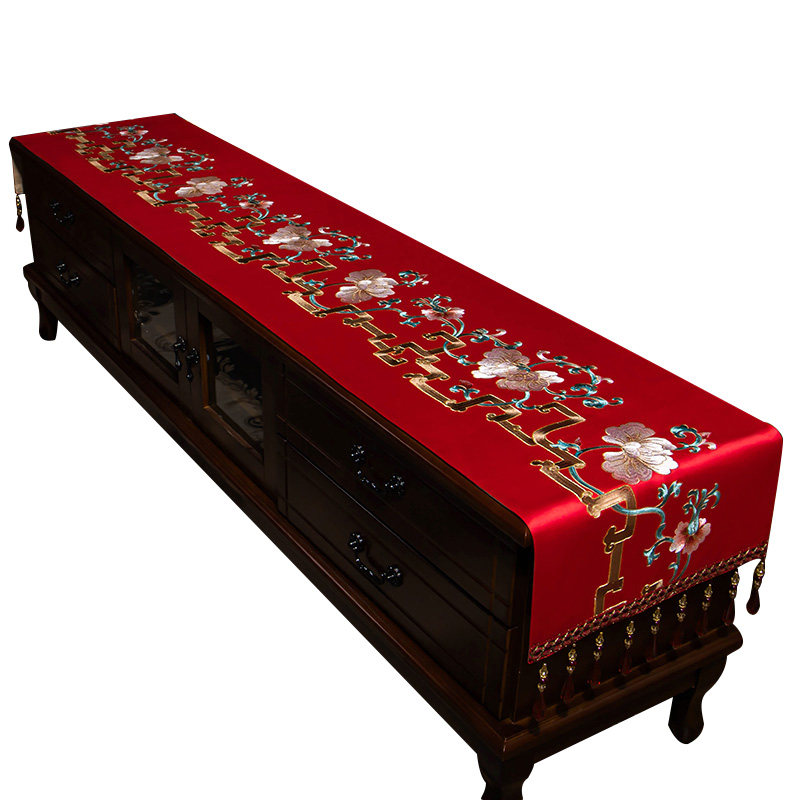 茶几布电视柜巾新中式桌s布餐桌垫布艺盖巾客厅家用长方形台布桌