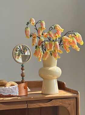 宫灯仿真花摆设插花m花瓶风铃花假花客厅装饰摆件单支高档绢花造
