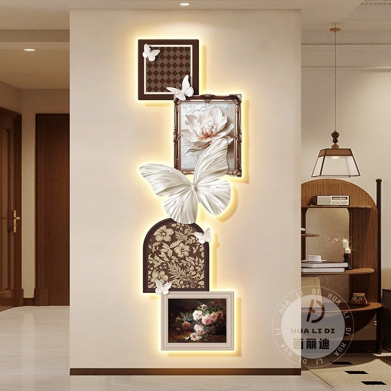法式中古风入g户玄关装饰画蝴蝶高级感客厅挂画复古走廊过道灯壁,家居饰品,氛围画/灯画,淘宝优惠券,粉丝福利购,淘宝优惠卷