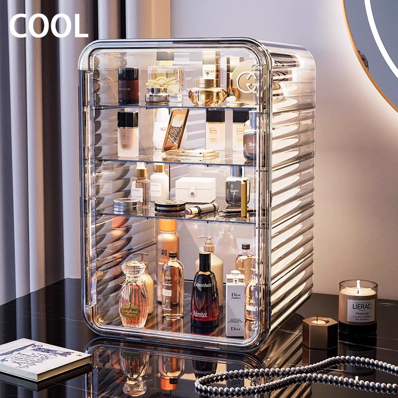 德国工艺化妆品收纳盒轻奢梳妆台香水护肤品置物架子大容量防尘箱