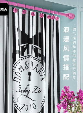 默玛欧式公主免打孔伸p缩杆浴帘杆浴杆窗帘杆门帘杆晾衣杆玫瑰花