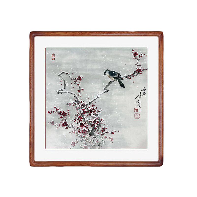 国画梅花纯手绘真迹n客厅装饰画写意花鸟画挂画实木框画心卷轴装