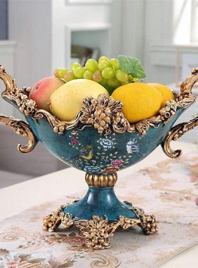 欧式水果盘复古干果盘p家居装饰品摆件客厅茶几家用环保树脂果盘