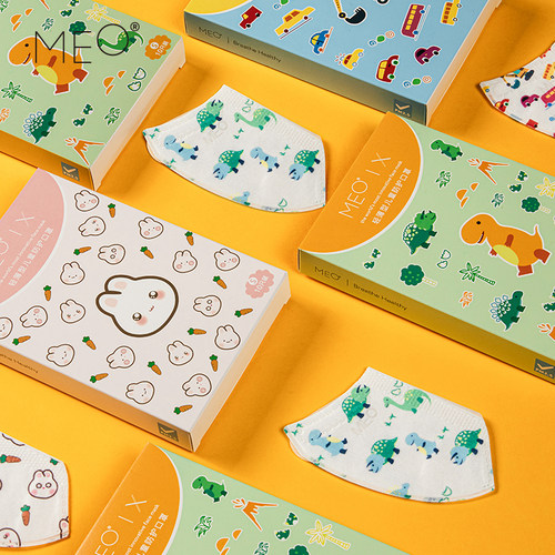 MEO儿a童立体KN95口罩夏季薄透气熔喷一次性宝宝男女小孩专用3-7