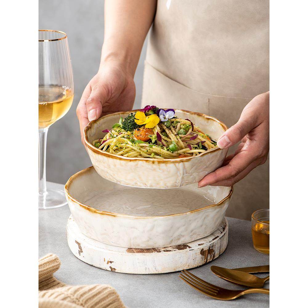 简约北欧风陶瓷盘碗餐具西式沙拉碗家用盘子菜盘创意米饭碗汤面碗,餐饮具,盘,淘宝优惠券,粉丝福利购,淘宝优惠卷