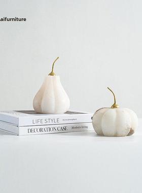 东来家居创意天然云石南瓜摆件客厅轻奢高档装饰品样板间书房软装