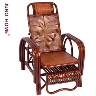 真正的藤折叠式躺椅藤休闲椅家庭靠背老人午餐休息藤椅阳台休闲七