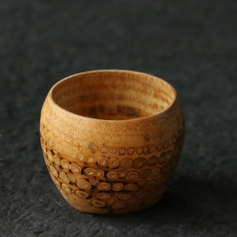 精选十几年老竹根满钉老料纯手工打磨竹制小杯子小花盆工艺品竹