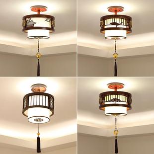 新中式 过道灯实木玄关复古阳台吸顶灯茶楼包间酒楼吧台走廊小吊灯