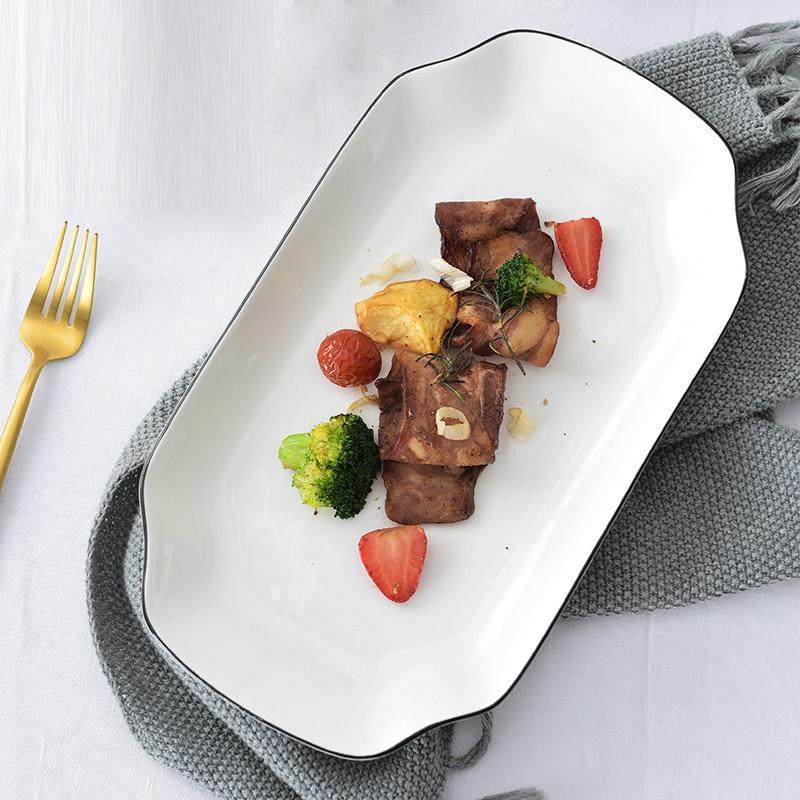 鱼盘陶瓷家用超大特大号长方形鱼盘子欧式餐具北欧简约小清新2只,餐饮具,盘,淘宝优惠券,粉丝福利购,淘宝优惠卷