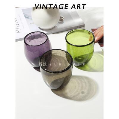中古1980s手作泡泡杯彩玻璃酒杯VINTAGE日式