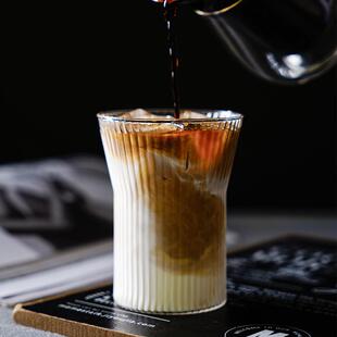 玻璃杯子女家用耐热泡茶杯果汁饮料冰咖啡杯高级感喝水杯 日式