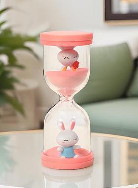 塑料卡通沙漏计时器儿童防摔30分钟桌面装饰饰品内置兔子娃娃礼物