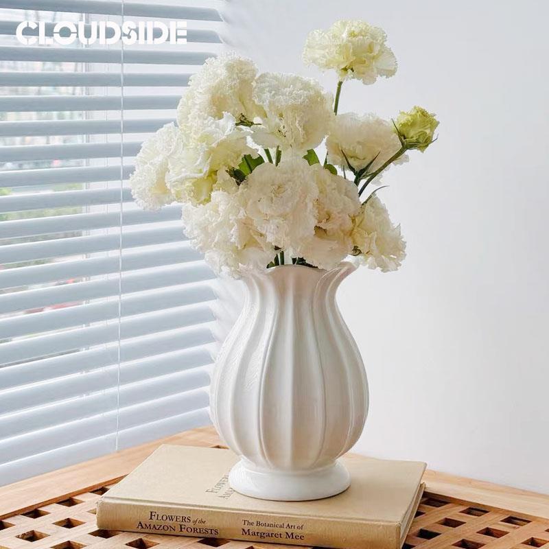 法式陶瓷花瓶轻奢高级感插花复古玫瑰芍药鲜花客厅摆件白色欧式小